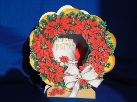 Gold Cardinal Vintage Wreath Aperture Card by Susan Smith