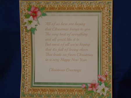 8x8 Incert with Verse  Christmas vintage Amaryllis by Susan Smith