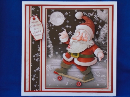 SKATEBOARD SANTA 7.8 Christmas Decoupage & Insert Mini Kit by Susan Smith