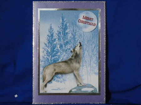 Christmas Howling Wolf  - 5 x 7 Card Topper & Assorted Greetings - PU 300 DPI by Susan Smith