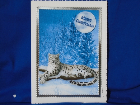 Christmas Snow Leopard - 5 x 7 Card Topper & Assorted Greetings - PU 300 DPI by Susan Smith
