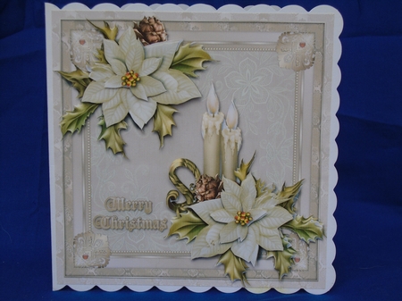 Candles And Poinsettias Christmas Card Front by Susan Smith