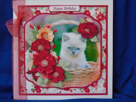 Kitten in a Basket Decoupage Card Mini Kit by Susan Smith