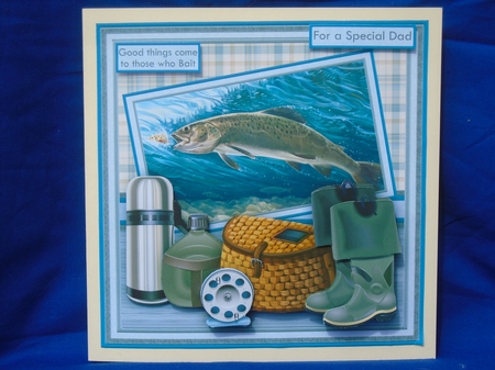 FISHING TAKING THE BAIT 7.5 Decoupage Ages & Insert Mini Kit by Susan Smith