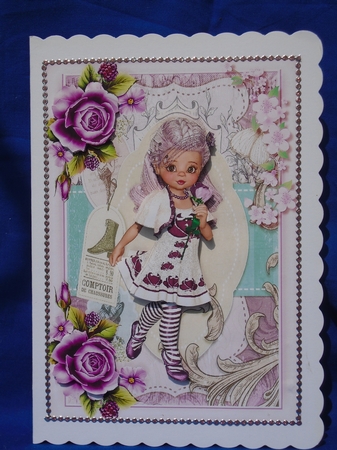 Sweet Little Lilac Rose A5 Card Front & Decoupage by Susan Smith