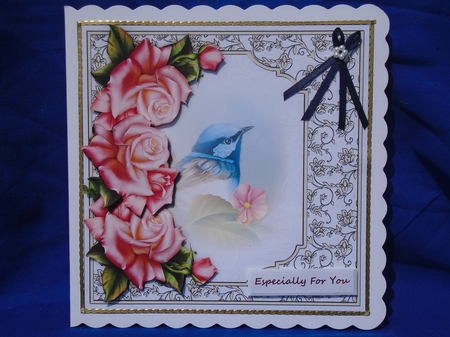 Precious Bird & Pink Roses by Susan Smith