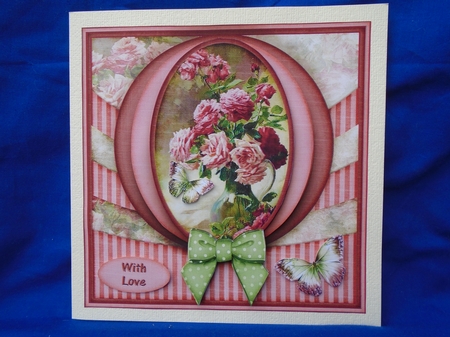 Vintage Flowers With A Bow Red 1285 by Susan Smith