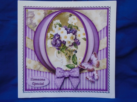 Vintage Flowers With A Bow Purple 1286 by Susan Smith