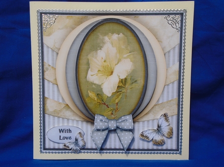 Vintage Flowers With A Bow Grey 1288 by Susan Smith