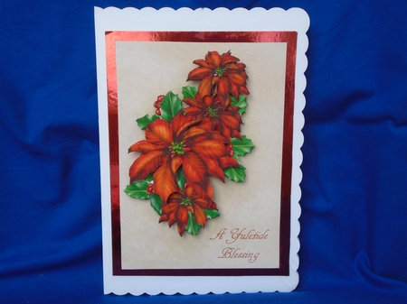 Vintage Style Red Poinsettias Floral Holiday Decoupage Card Making Mini Kit by Susan Smith