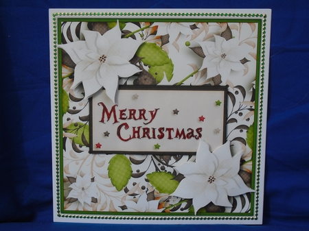 Vintage Merry Christmas Card Topper with Insert White Poinsettia 1309 by Susan Smith