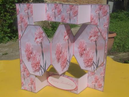Gorgeous Pink Carnations 3 Panel Pop Up Card by Susan Smith