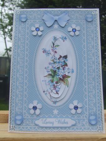 Forget Me Nots 'n Butterfly Lace Pyramid Card Front by Susan Smith