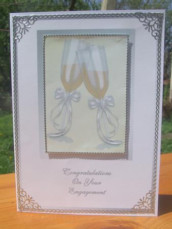 Champagne Glasses Engagement Card by Susan Smith