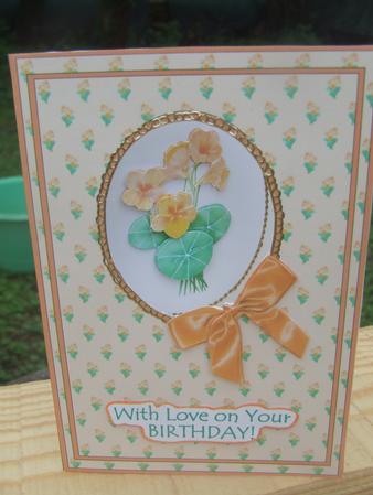 Nasturtiums with Love - Aperture Card Front with Decoupage by Susan Smith