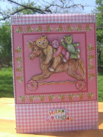Vintage Bears Watercolour Card Front and Decoupage by Susan Smith