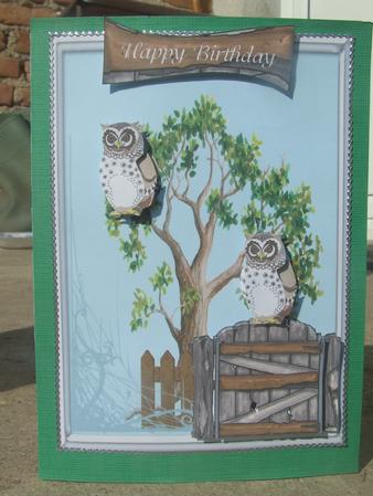 In the Country Side 3D Owls and Fence by Susan Smith