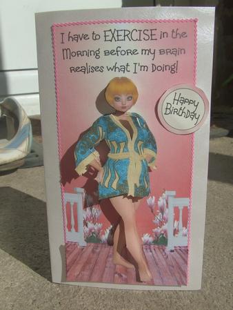 Morning Exercise - Fun Card Front with Decoupage by Susan Smith