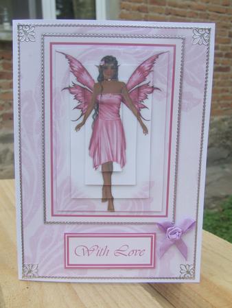 Gorgeous Pink Fairy Card Front by Susan Smith