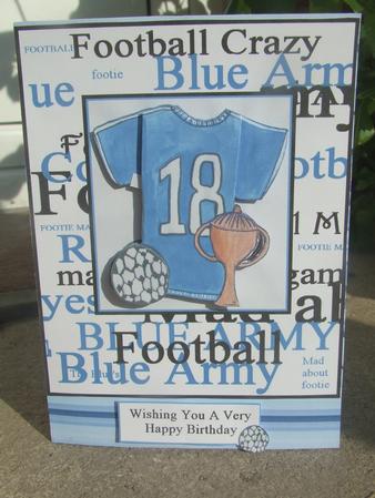 Football Crazy Football Mad Decoupage Design Sheet in Blue by Susan Smith