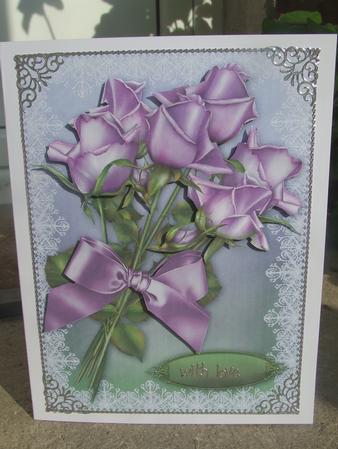 Lavender Roses Bouquet - Decoupage Card by Susan Smith