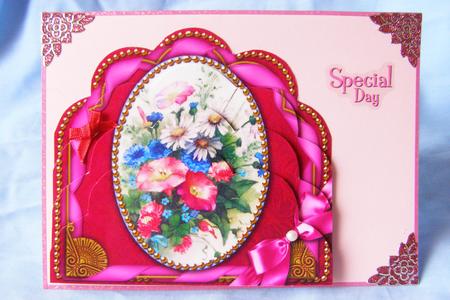 Cornflowers Pink Ornate Scalloped Bottom Stacker by Susan Smith