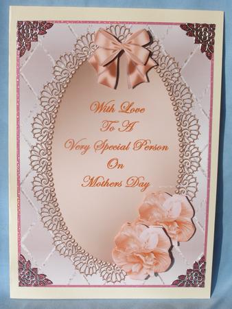 Peach Flowers on Peach Oval Frame - Mothers Day by Susan Smith