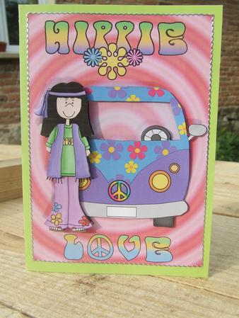 Hippie Love Quick Card Front with Decoupage by Susan Smith