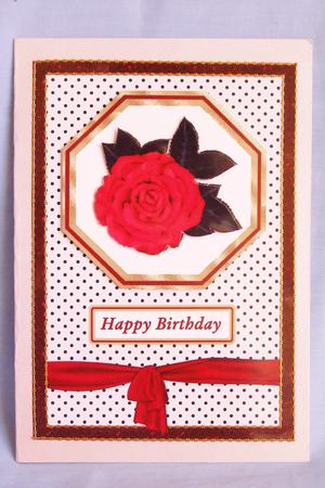 Red Rose on Polka Dots - Birthday by Susan Smith