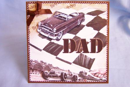 Birthday Dad Vintage Cars Portrait Fold Card by Susan Smith