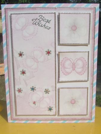 Pink Flutterby Blossoms A5 Card Front by Susan Smith