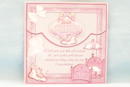 Curved Edge Mock Envelope Card Baby Girl by Susan Smith