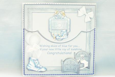 Curved Edge Mock Envelope Card Baby Boy by Susan Smith