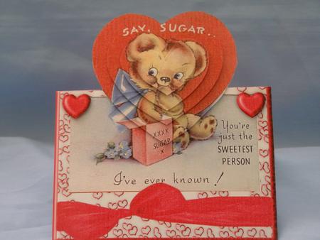 Cute Retro Teddy Over the Edge Valentines Card by Susan Smith