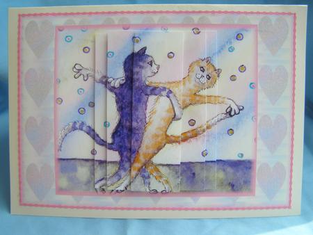 Romantic Ballroom Dancing Cats Pyramid Topper by Susan Smith