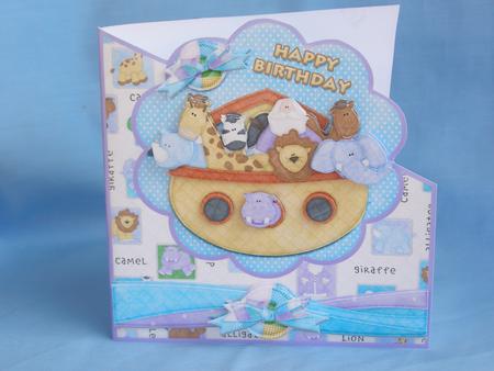 Noah's Ark Birthday Card with Decoupage by Susan Smith