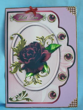 A Celebration Rose Scallop Edge Card Front by Susan Smith