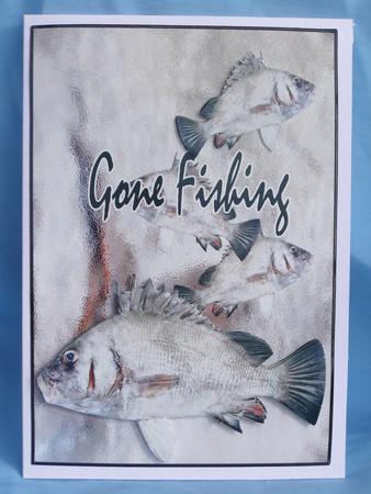 Gone Fishing 3D Card Front by Susan Smith