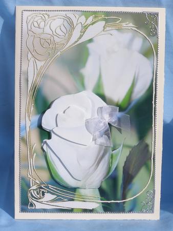 White Rose Decoupage in Art Deco Frame by Susan Smith