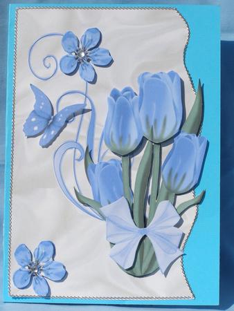 Pretty Blue Tulips, Wavy Edge by Susan Smith