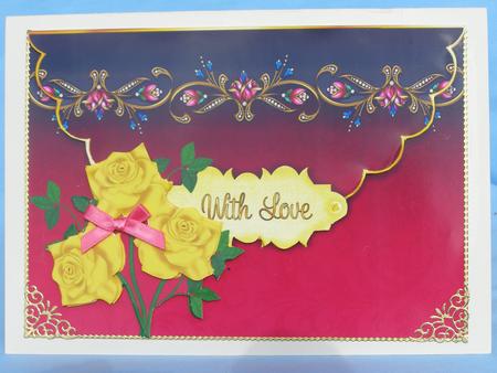 With Love Yellow Roses Scalloped Edge Envelope Card by Susan Smith