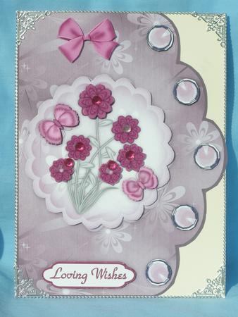 Burgundy Flowers Scallop Edge Card Front by Susan Smith