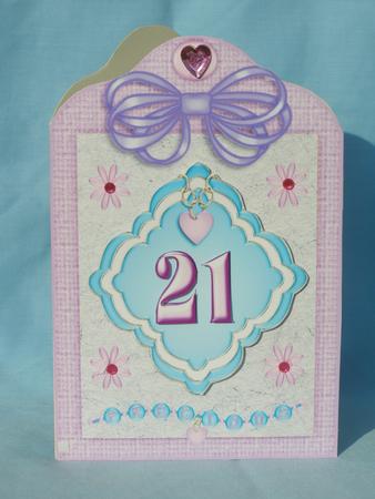 Precious 21 Birthday Tag Card Front by Susan Smith