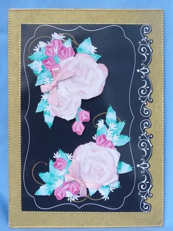Fancy Edge Card Front with Pink Roses by Susan Smith