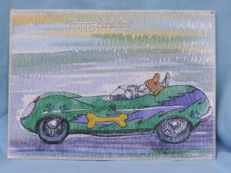 A4 Speed Dog in His Racing Car by Susan Smith
