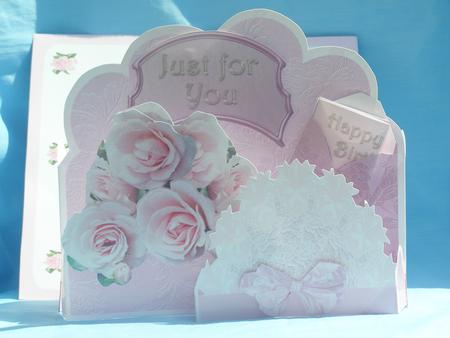 Pink Roses and Fan 3D Stand Alone by Susan Smith