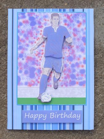 Footballer with Blue Shirt - Decoupage by Susan Smith