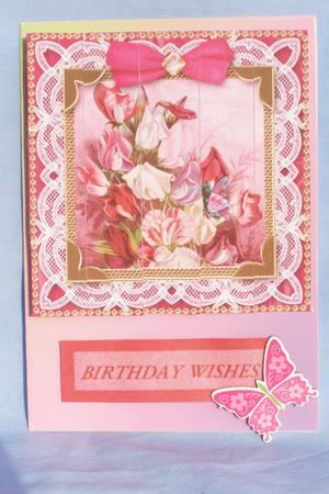 Pink Sweet Peas 5in One Side Stacker by Susan Smith