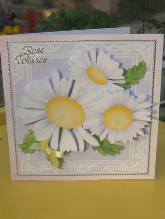 Dazzling Daisies 2 Decoupage Quick Card Front by Susan Smith
