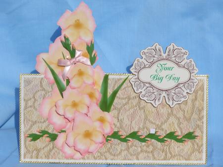 Gladioli Over the Edge Card with Decoupage by Susan Smith